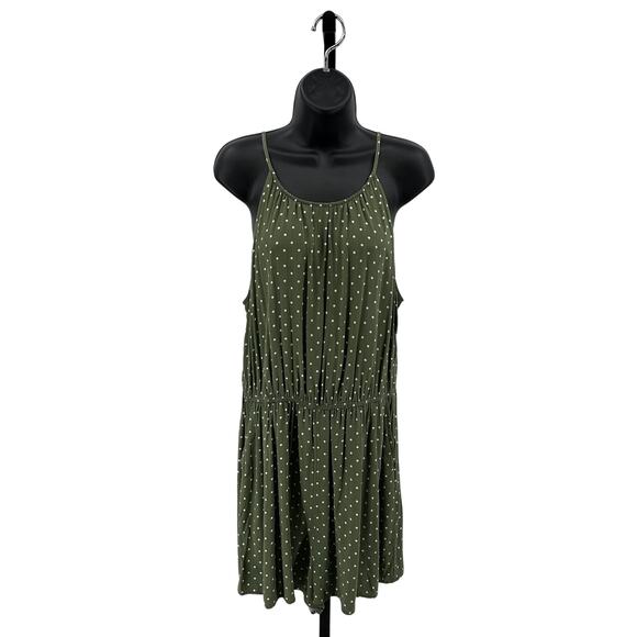 Old Navy Romper WMNS L Green/White Polka Dot S/551851-03 Sleeveless Scoop Neck - Picture 1 of 7